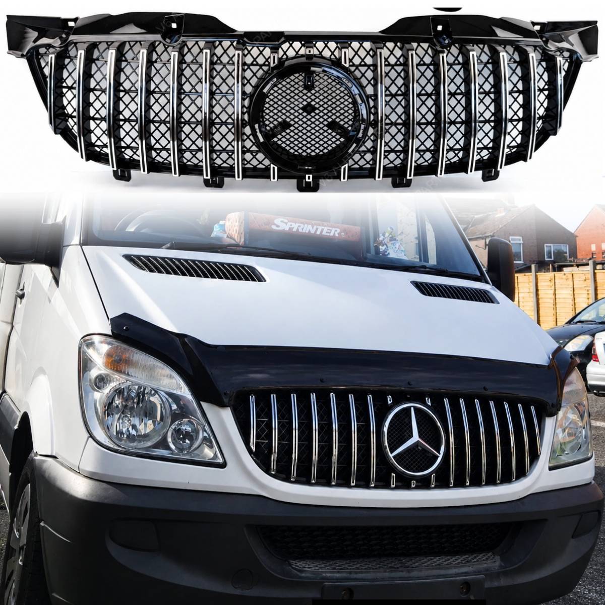 Front Radiator Grille Silver Chrome – Mercedes Sprinter W906 MK2 Pre‑Facelift 2009‑2013