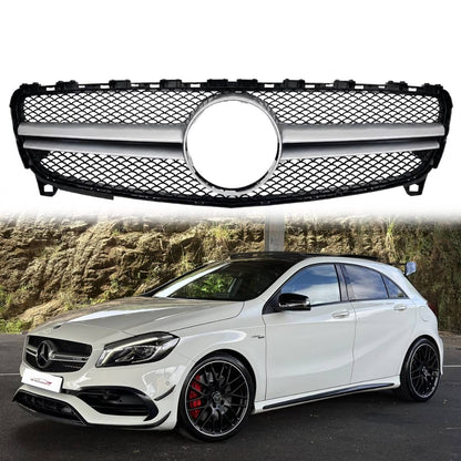 Mercedes-Benz A-Class W176 (2015–2018) Front Bumper Chrome AMG Grille – Fits A160, A200, A45 Facelift