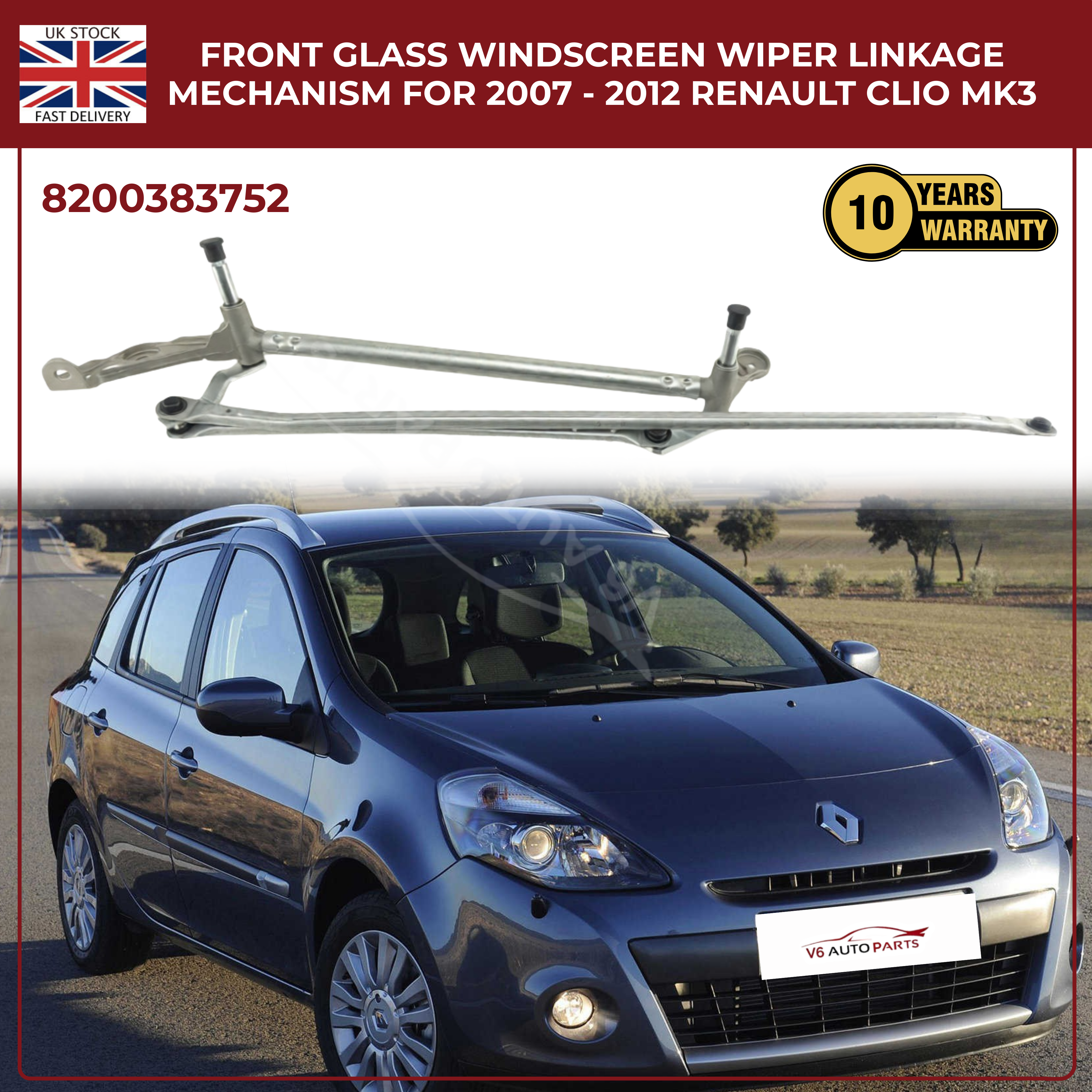 Front Windscreen Wiper Linkage RHD Fit Renault Clio MK3 2007-12