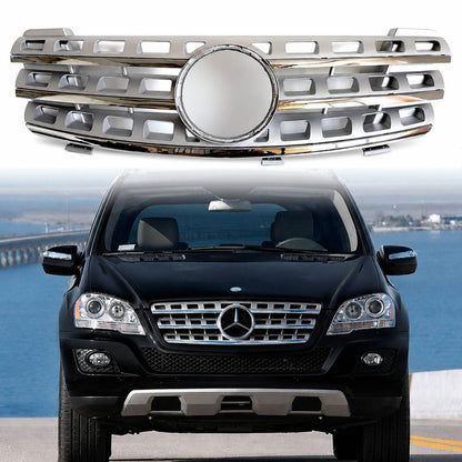 For Mercedes W164 M‑Class Chrome Front Bumper Grille 5‑Hole ML320 ML350 ML500 2005‑2008