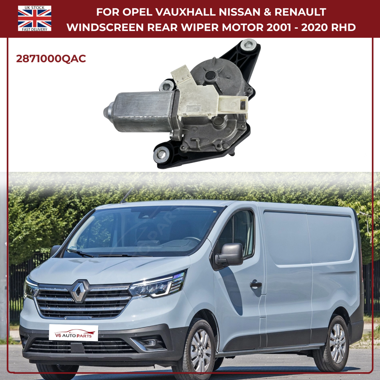 Rear Tailgate Windscreen Wiper Motor For 2002 - 2020 Nissan Primaster NV300 X82