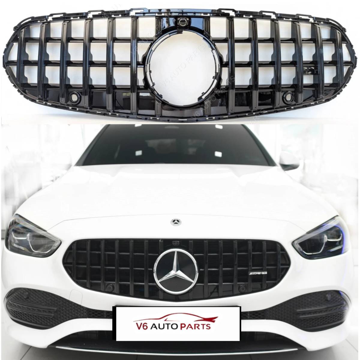 For Mercedes-Benz C-Class W206 (2020–2023) Front Radiator Grille – Gloss Black Panamericana GT Style | Fits C200, C400 Standard Models