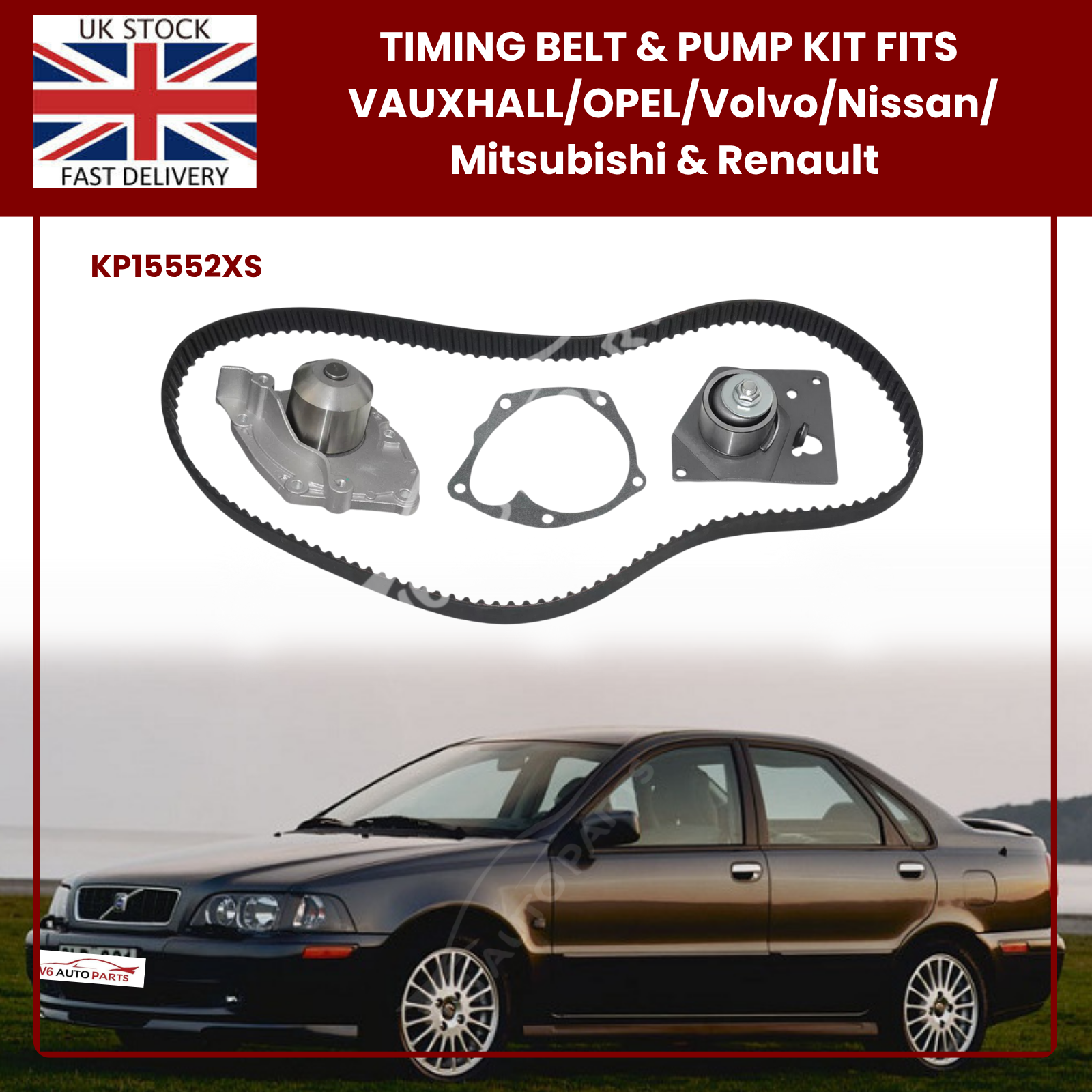Timing Belt & Water Pump Kit KP15552XS — Fits Mitsubishi, Nissan, Volvo, Vauxhall 1.9 D (1870cc)