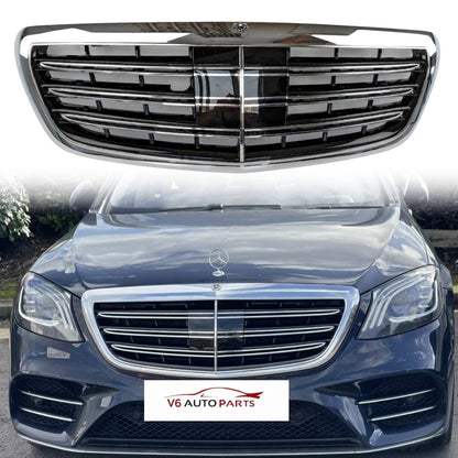 For Mercedes S-Class W222 S65 Maybach Front Radiator Chrome Grille (2014–2020)