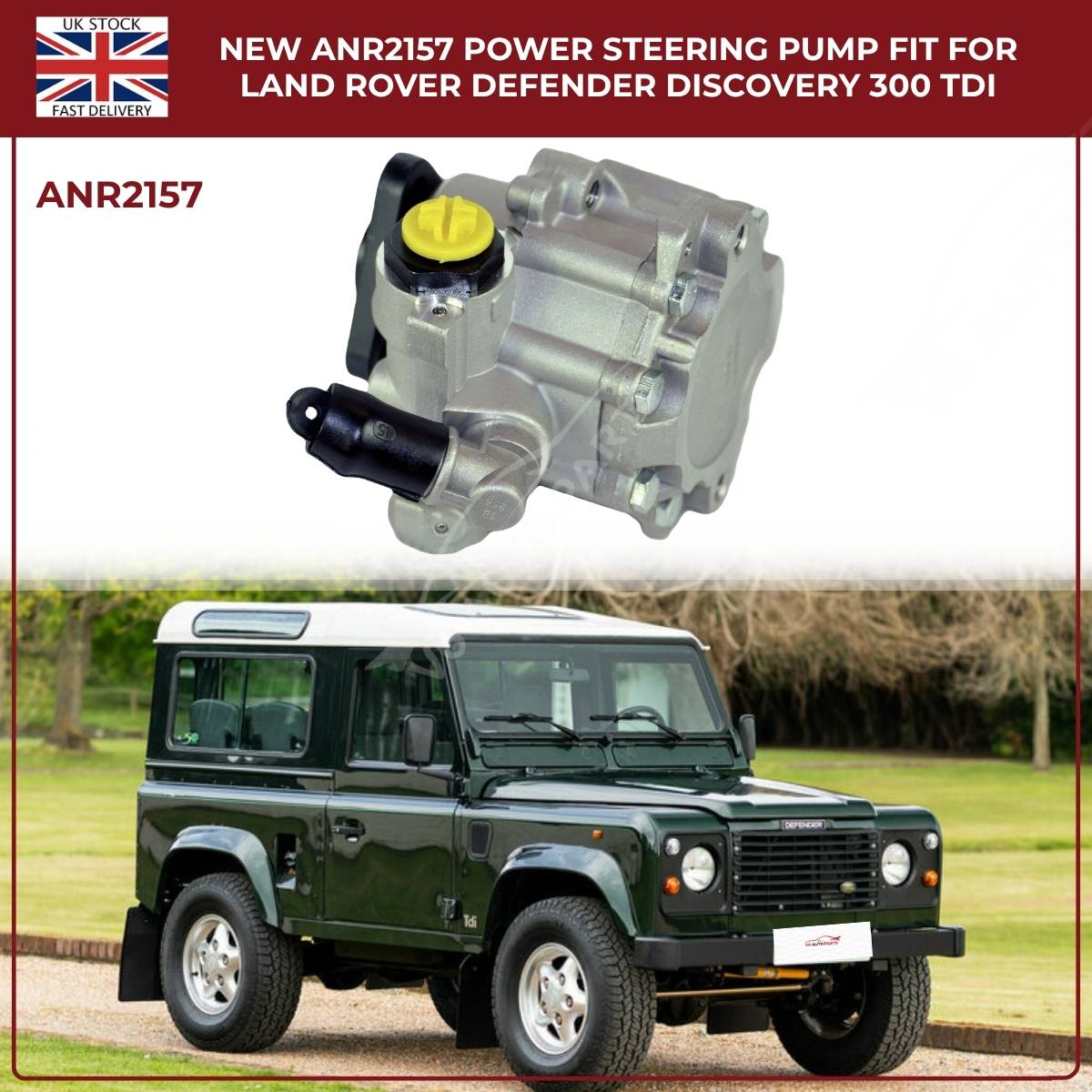Power Steering Pump — Land Rover Defender & Discovery 300Tdi (ANR2157, 1994–1998) | Black