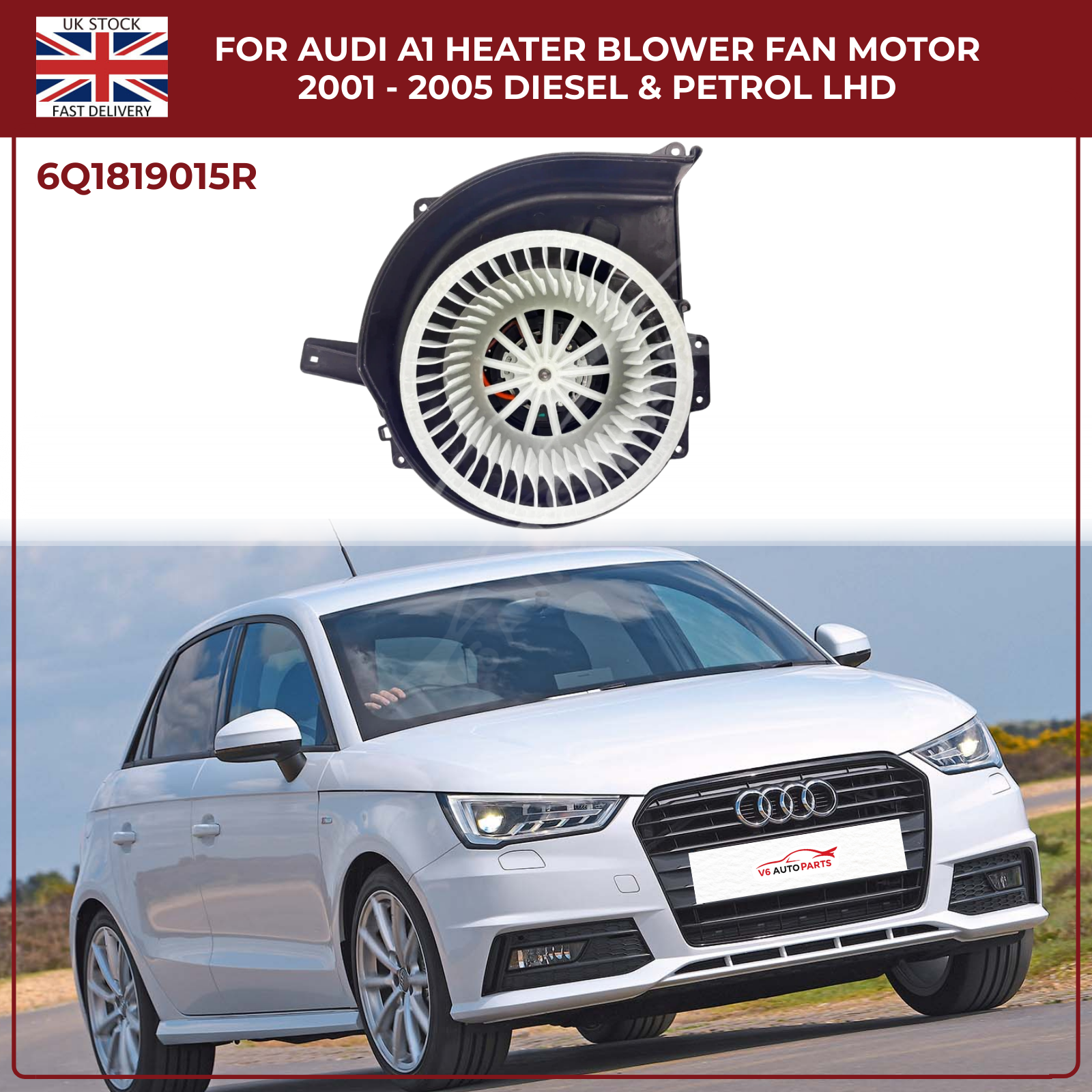 Audi A1 Heater Blower Fan Motor (2001–2005) Diesel & Petrol – OEM Part #6Q1819015 – Left-Hand Drive