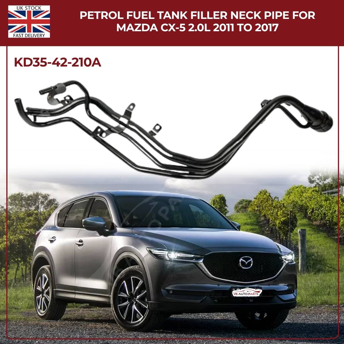 Fuel Tank Filler Neck Pipe for Mazda CX‑5 2011–2017 2.0L/2.5L | KD35‑42‑210A Replacement