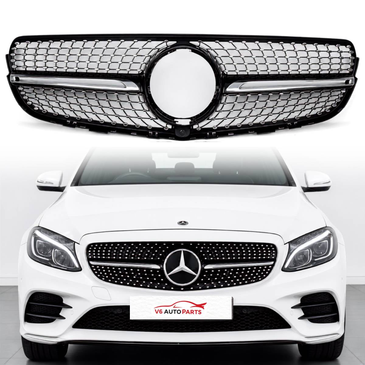 For Mercedes‑Benz GLC‑Class X253/Coupe Front Bumper Grille – Fits GLC400 & GLC450 (2015–2019 AMG Style Upgrade)