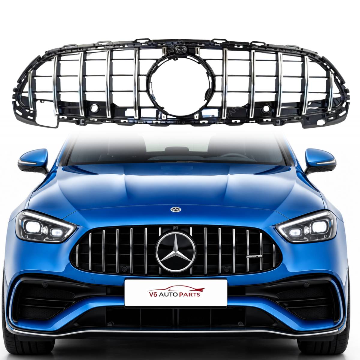 For Mercedes-Benz C-Class W206 Panamericana AMG 43 Front Bumper Sport Grille (2020–2023)