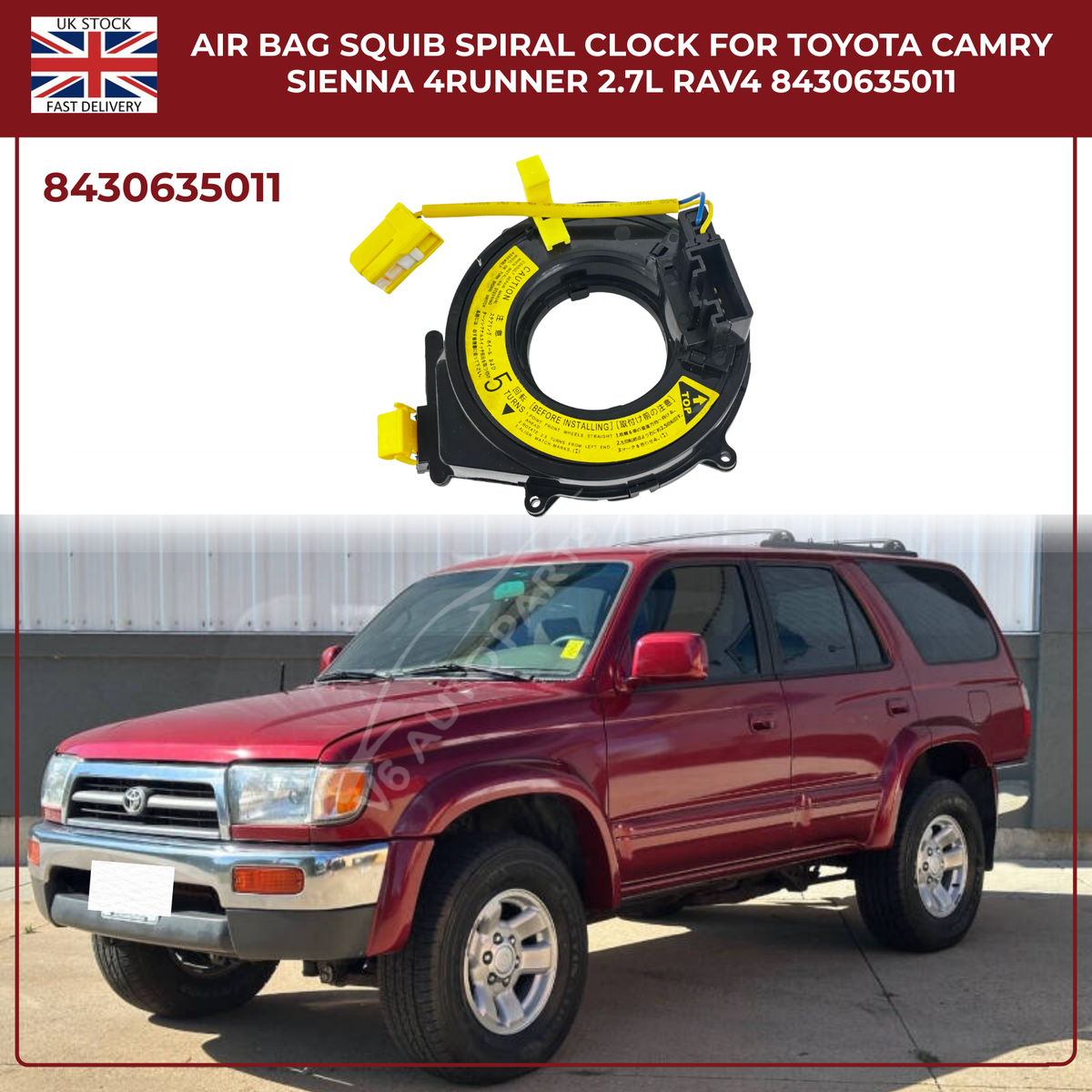 Air Bag Squib Spiral Spring Fits Toyota Picnic RAV4 4Runner  2.2 2.0 (84306-35011)