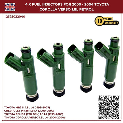 4× Fuel Injectors 23250-22040 – Toyota MR2 III 1999–2007 – 1.8L Petrol 1ZZ-FE