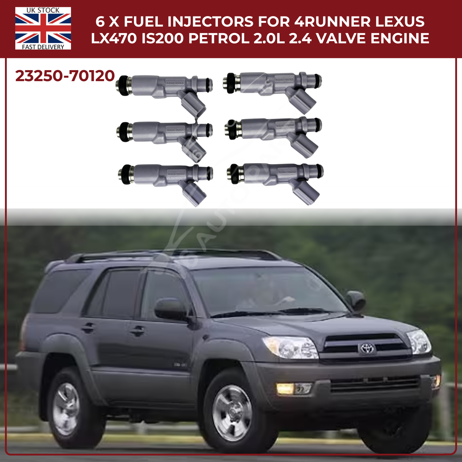 6x Fuel Injectors – Lexus IS200 (1999–2005) | 2.0L Petrol 24-Valve Engine | OEM Replacement 23250-70120