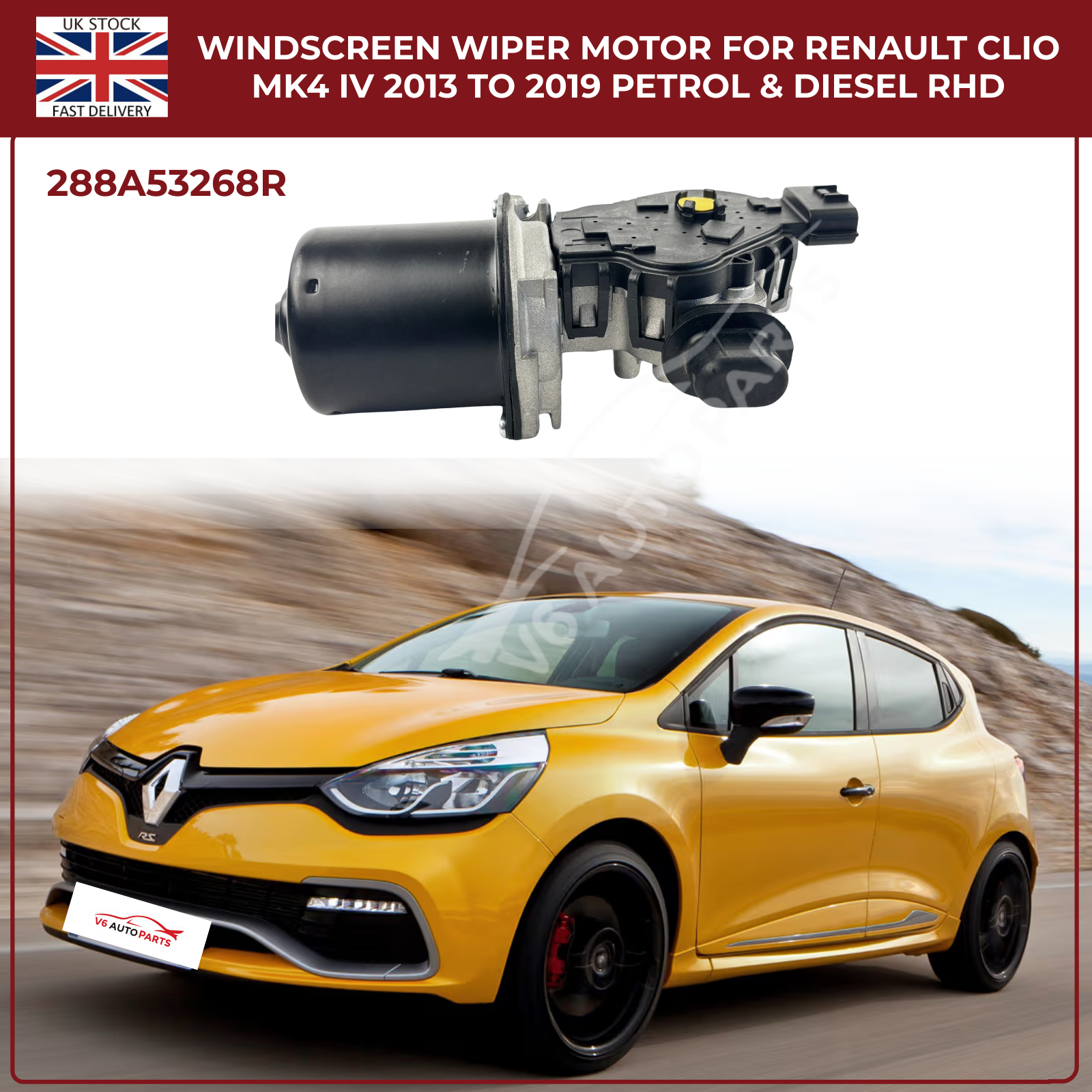 Windscreen Wiper Motor For Renault Clio MK4 IV 2013 To 2019 Petrol & Diesel RHD