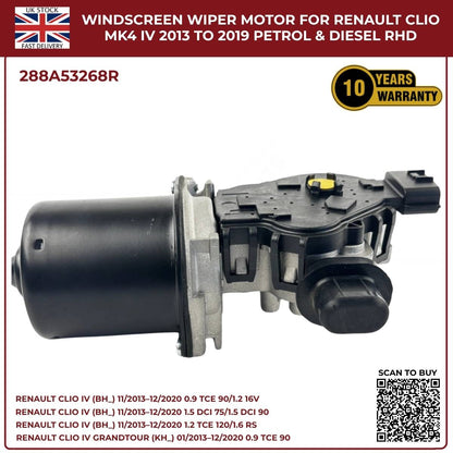 image of Front Windscreen Wiper Motor for Renault Clio MK4 Petrol and Diesel 288A53268R