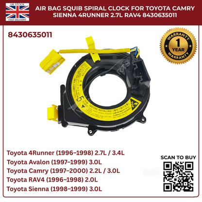 Air Bag Squib Spiral Spring Fits Toyota Picnic RAV4 4Runner  2.2 2.0 (84306-35011)