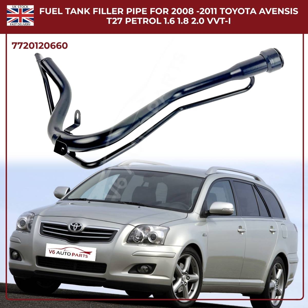 Fuel Filler Neck Pipe for Toyota Avensis T27 (2008–2011, Petrol Saloon 1.6 FWD) – OEM Replacement 77201-20660