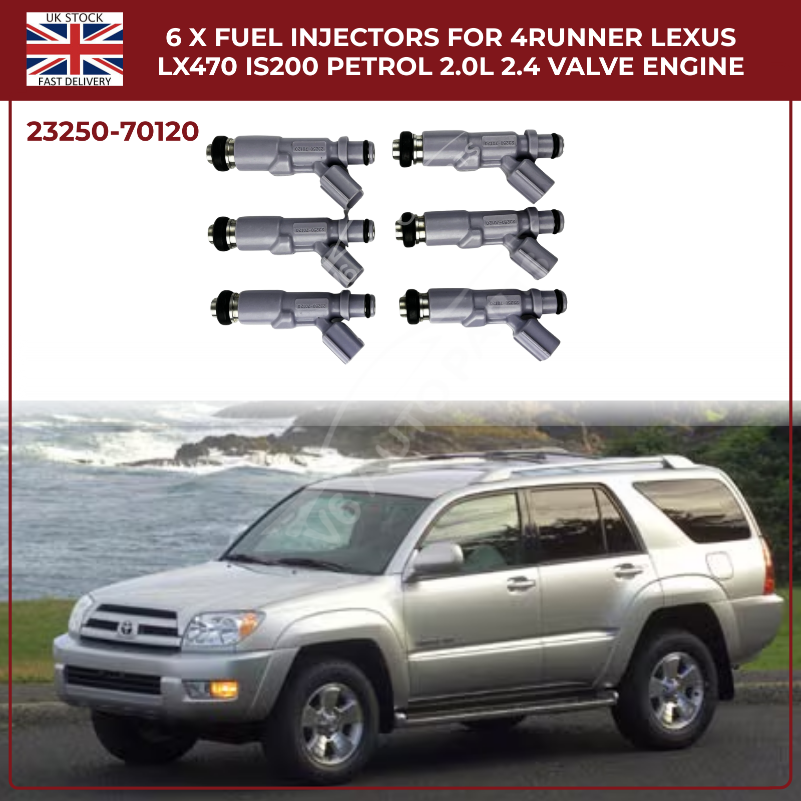 6x Fuel Injectors – Lexus IS200 (1999–2005) | 2.0L Petrol 24-Valve Engine | OEM Replacement 23250-70120