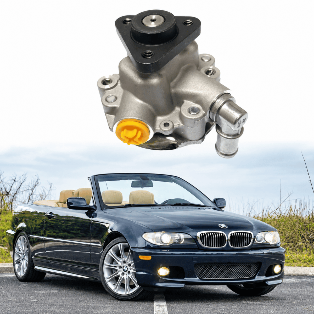 Image of power steering pump 32416750423 / 32416760036 for BMW E46 320 and 325