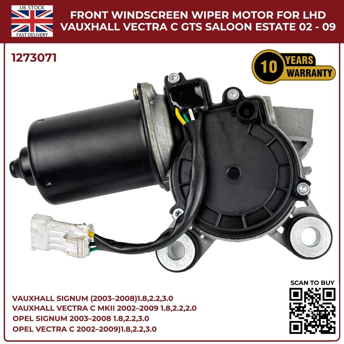 Front Windscreen Wiper Motor LHD For Opel Signum 2003‑2008 / Vauxhall Vectra C 2002‑2009 | Part 1273071