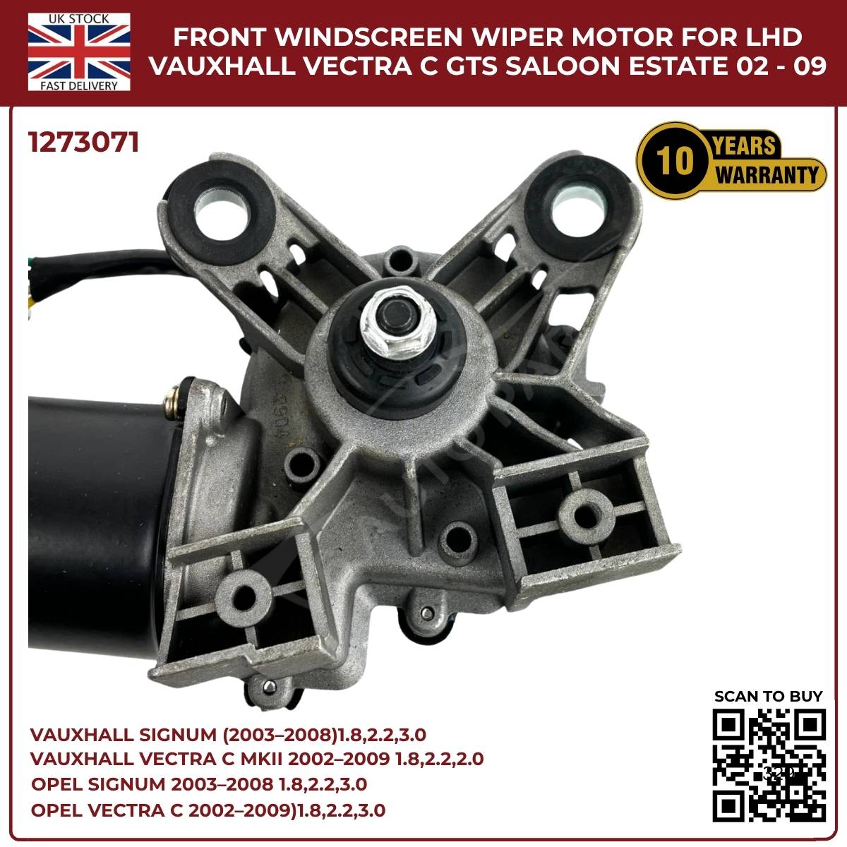 Front Windscreen Wiper Motor LHD For Opel Signum 2003‑2008 / Vauxhall Vectra C 2002‑2009 | Part 1273071