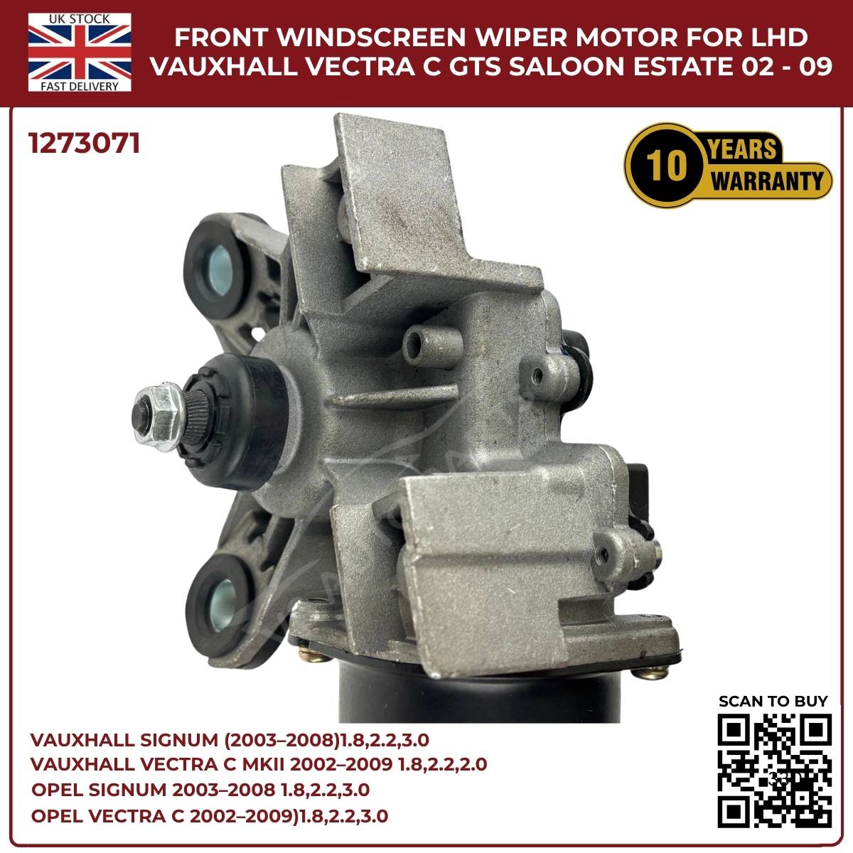 Front Windscreen Wiper Motor LHD For Opel Signum 2003‑2008 / Vauxhall Vectra C 2002‑2009 | Part 1273071