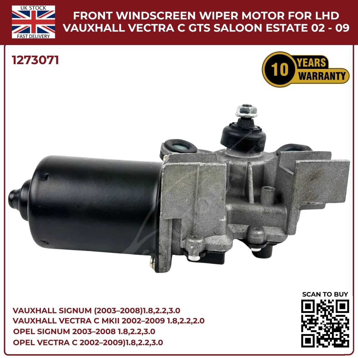 Front Windscreen Wiper Motor LHD For Opel Signum 2003‑2008 / Vauxhall Vectra C 2002‑2009 | Part 1273071