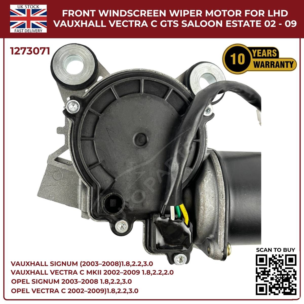 Front Windscreen Wiper Motor LHD For Opel Signum 2003‑2008 / Vauxhall Vectra C 2002‑2009 | Part 1273071