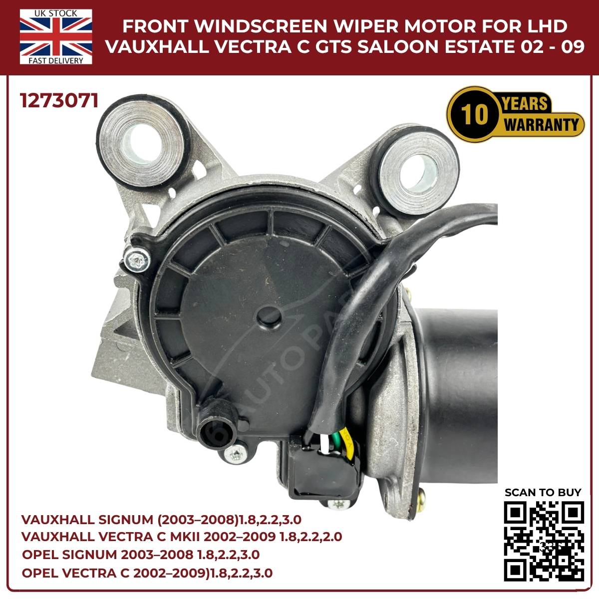 Front Windscreen Wiper Motor LHD For Opel Signum 2003‑2008 / Vauxhall Vectra C 2002‑2009 | Part 1273071