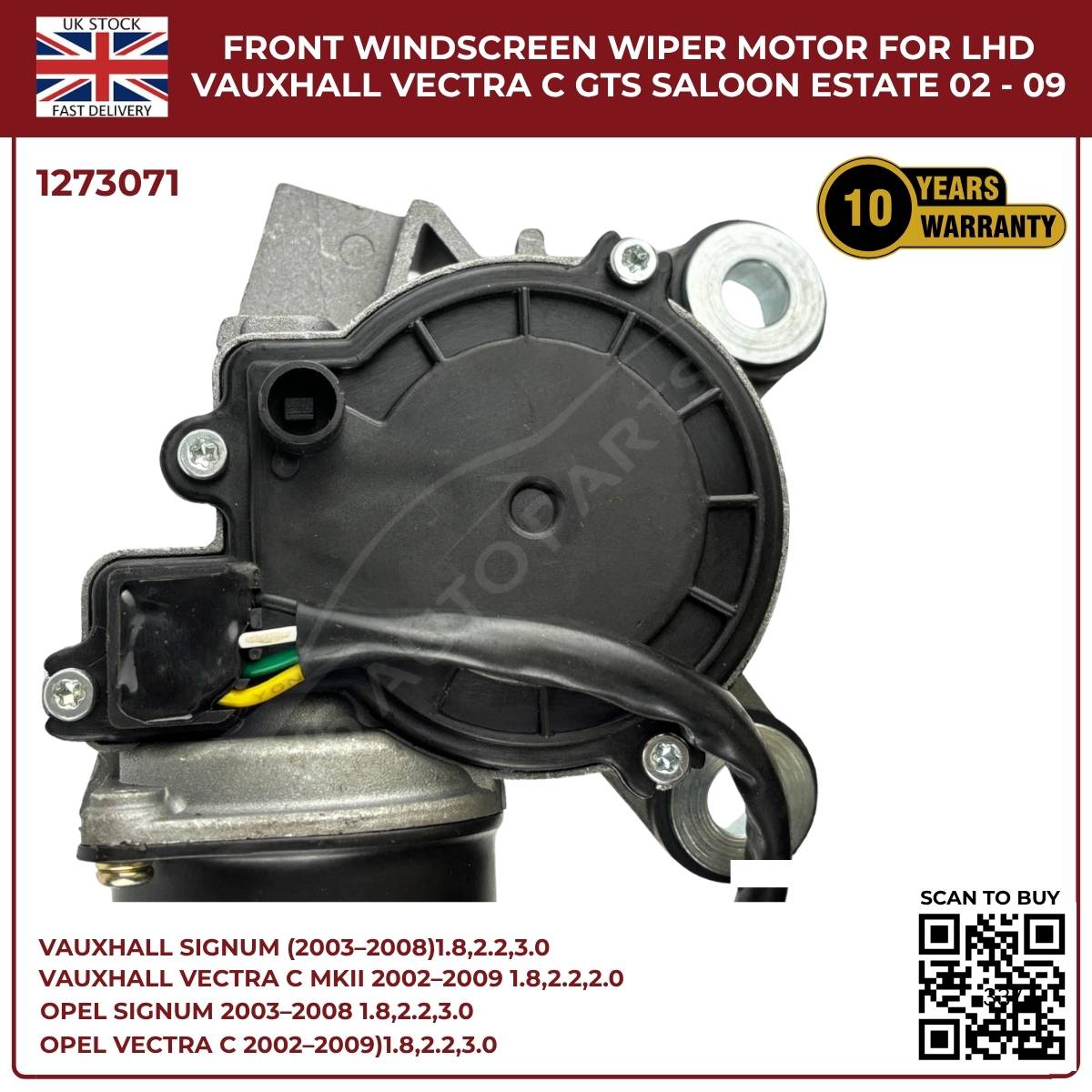 Front Windscreen Wiper Motor LHD For Opel Signum 2003‑2008 / Vauxhall Vectra C 2002‑2009 | Part 1273071