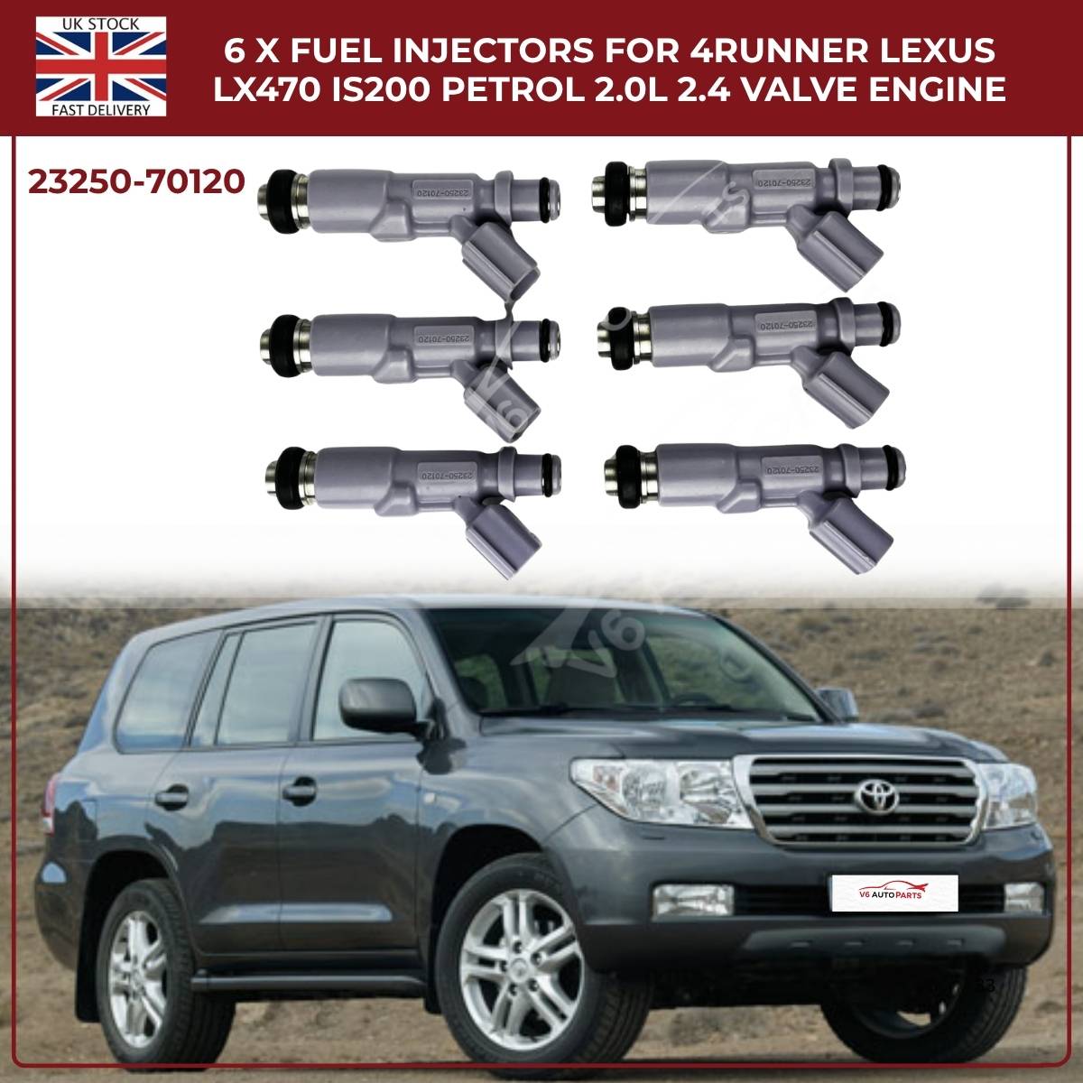 6x Fuel Injectors – Lexus IS200 (1999–2005) | 2.0L Petrol 24-Valve Engine | OEM Replacement 23250-70120