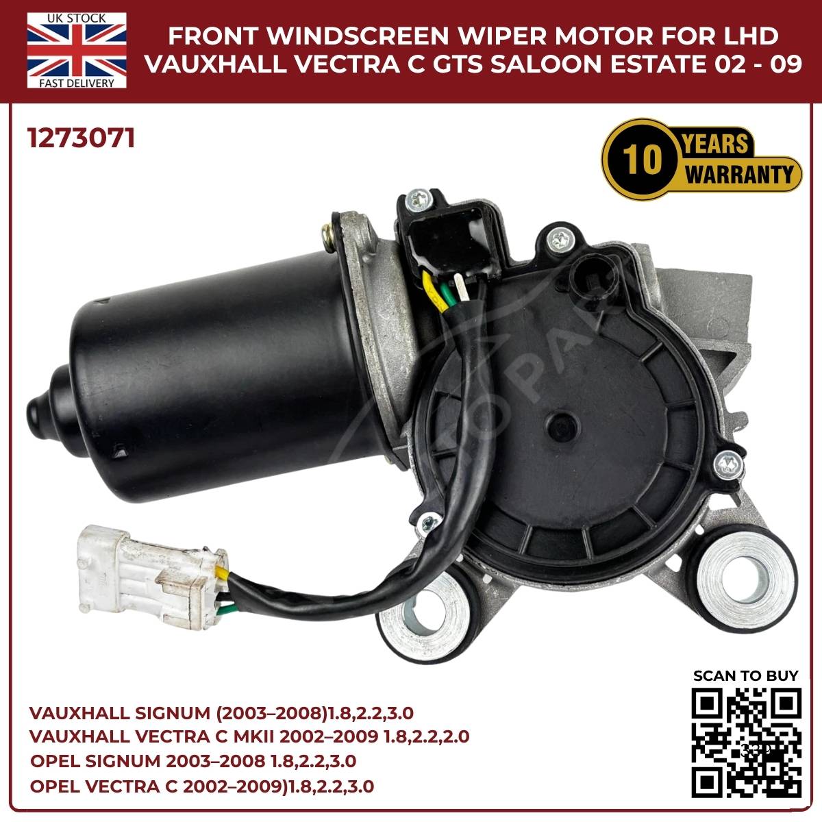 Front Windscreen Wiper Motor LHD For Opel Signum 2003‑2008 / Vauxhall Vectra C 2002‑2009 | Part 1273071