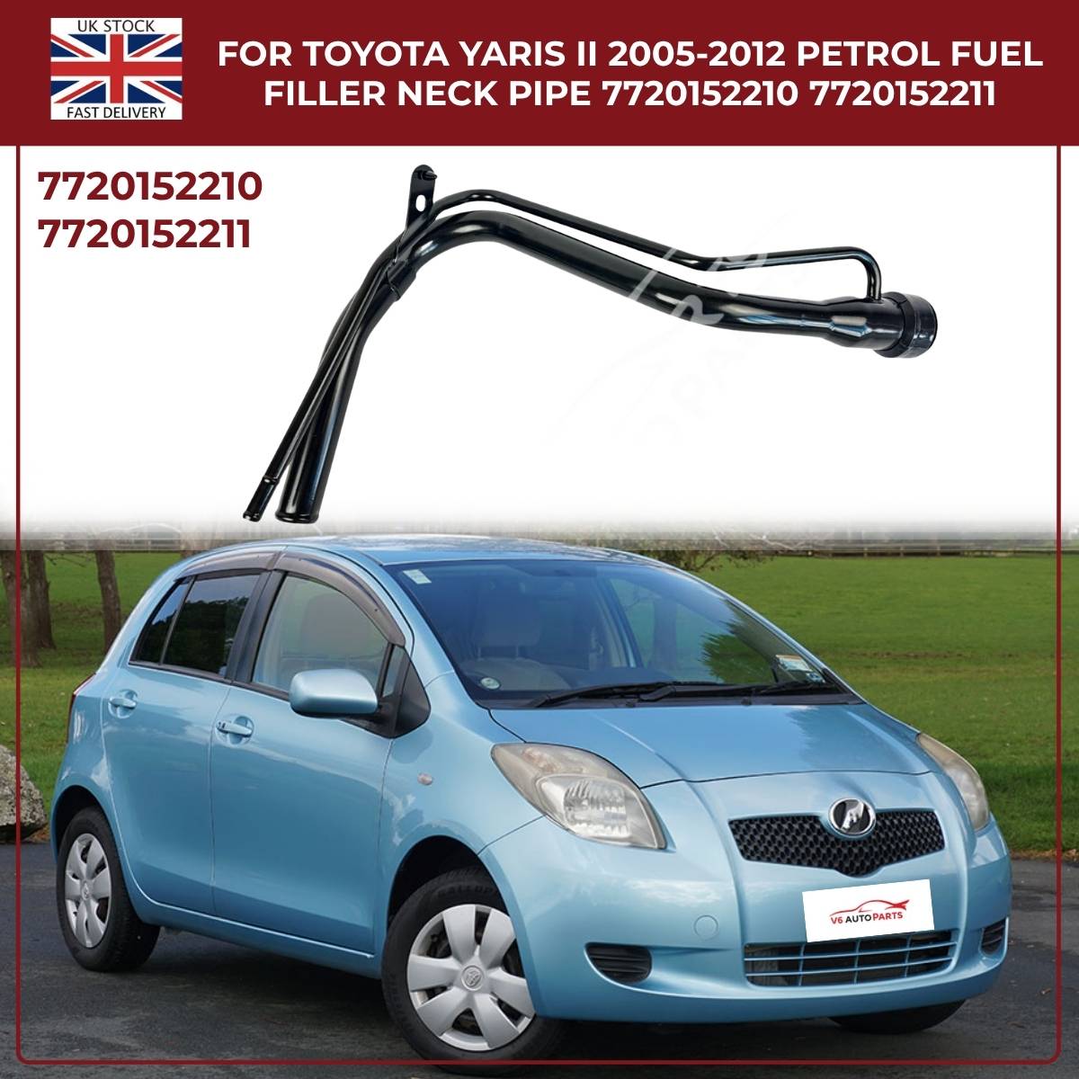 Fuel Tank Filler Neck Pipe – Toyota Yaris / Vitz / Vios (2005–2011, Petrol 1.3L & 1.8L, Direct Fit Replacement 77201‑52210)