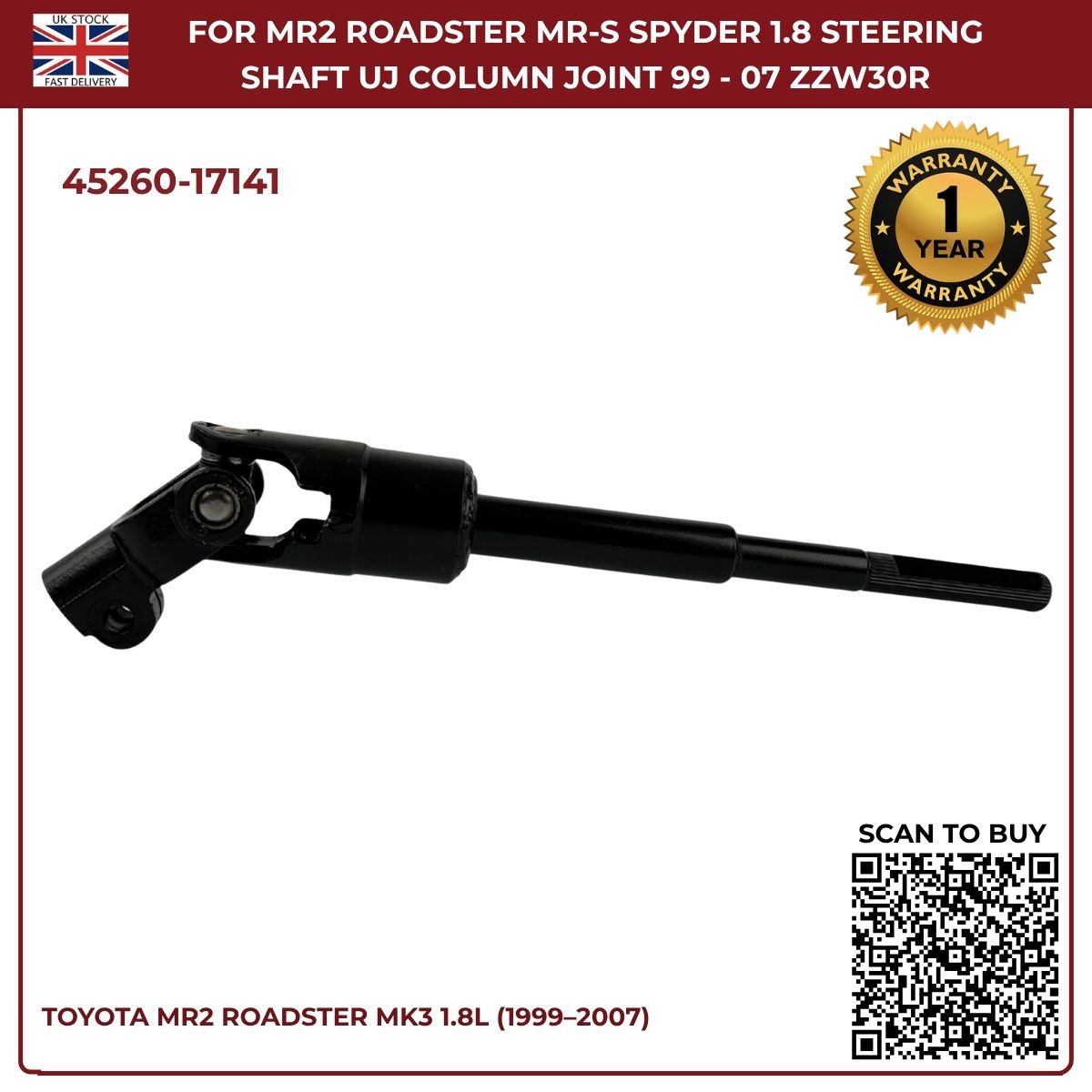 Image of replacement lower steering coupling OEM 45260-17141 for Toyota MR2 MK3