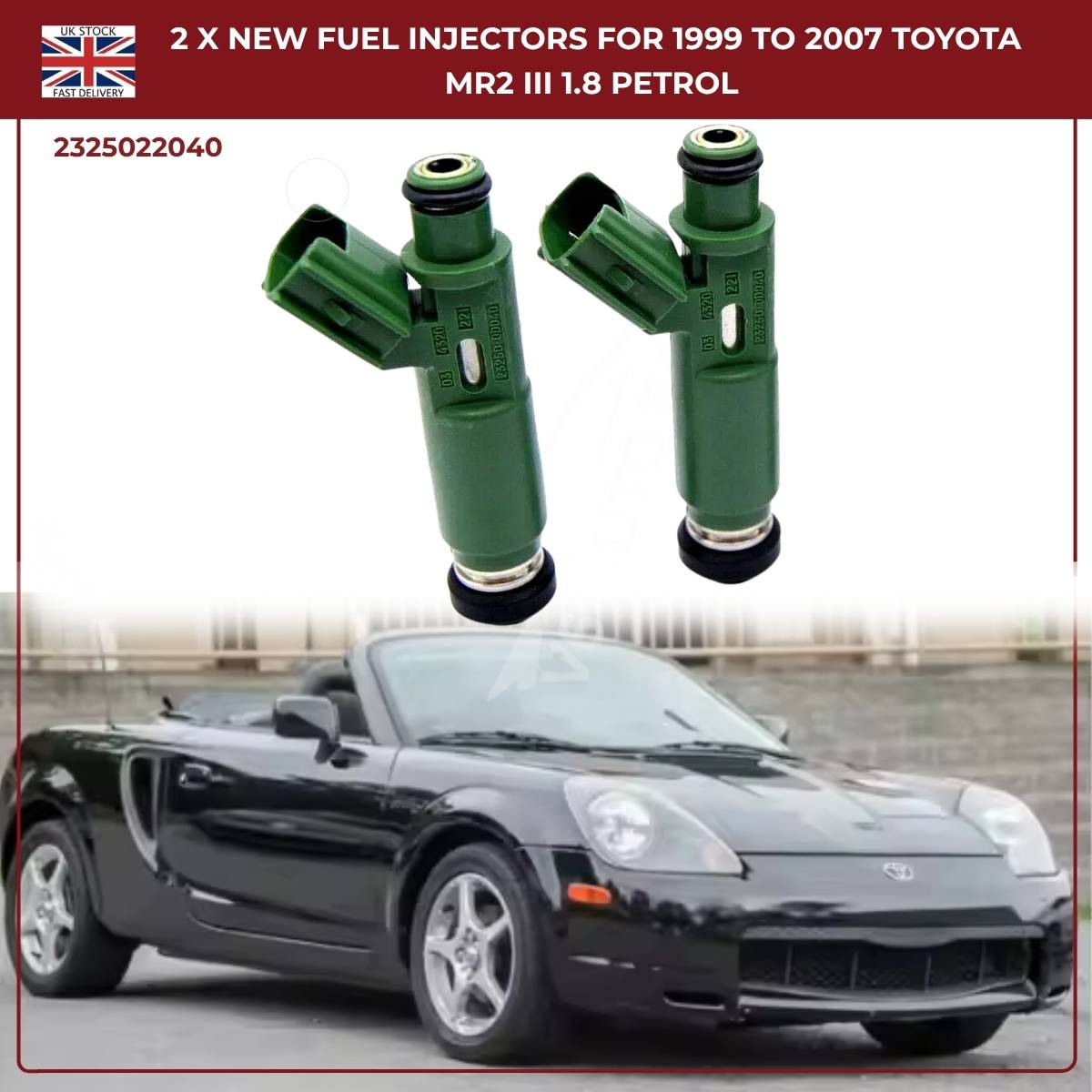 2 x Fuel Injectors – 23250‑22040 – Fits 2000‑2002 Chevrolet Prizm 1.8L L4 Petrol Saloon