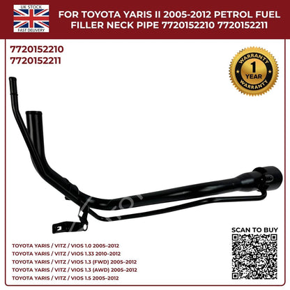 Image of 77201-52210 fuel filler pipe for Toyota Yaris 1.3L and 1.8L petrol