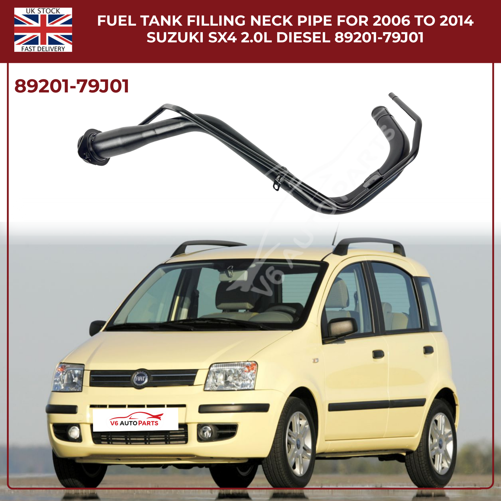 Fuel Tank Filler Neck Pipe 89201-79J01 – Fits 2006–2014 Suzuki SX4 & Fiat Sedici (Diesel, OEM Replacement)