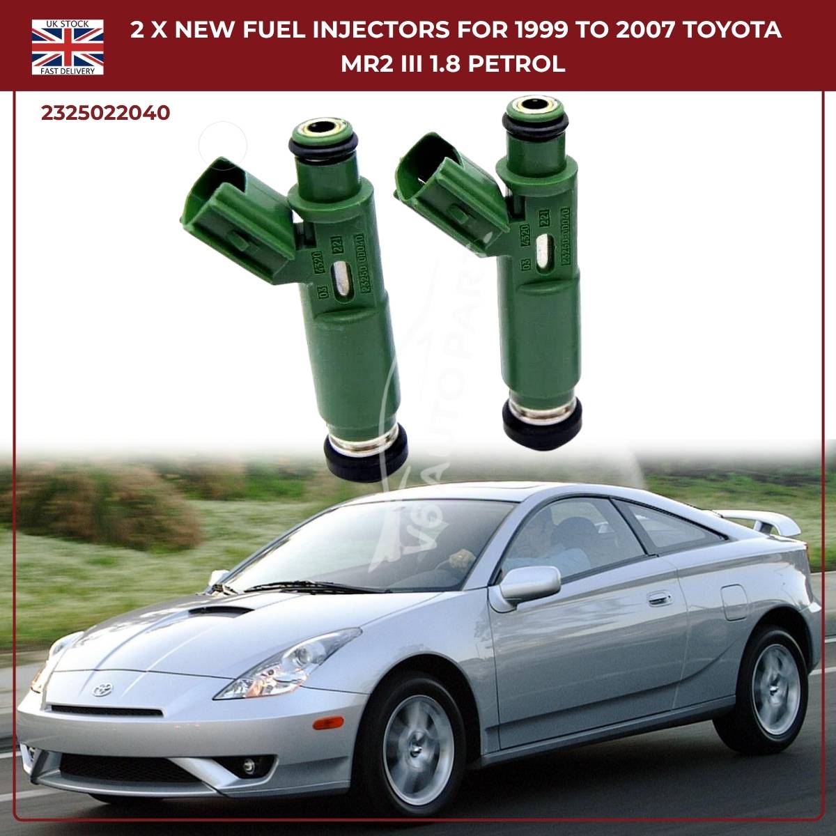2 x Fuel Injectors – 23250‑22040 – Fits 2000‑2002 Chevrolet Prizm 1.8L L4 Petrol Saloon