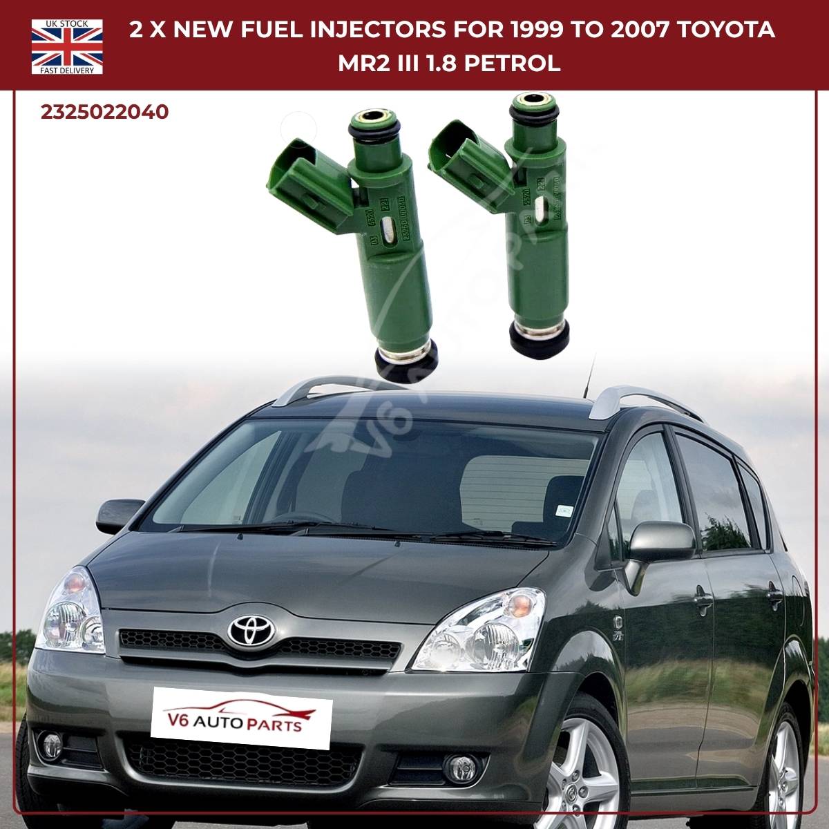 2 x Fuel Injectors – 23250‑22040 – Fits 2000‑2002 Chevrolet Prizm 1.8L L4 Petrol Saloon