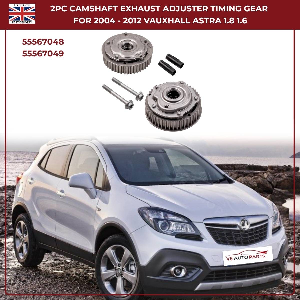 2x Camshaft Exhaust Timing Gear Adjusters for Vauxhall Zafira C (2011–2019) – A16XER A18XER Engines