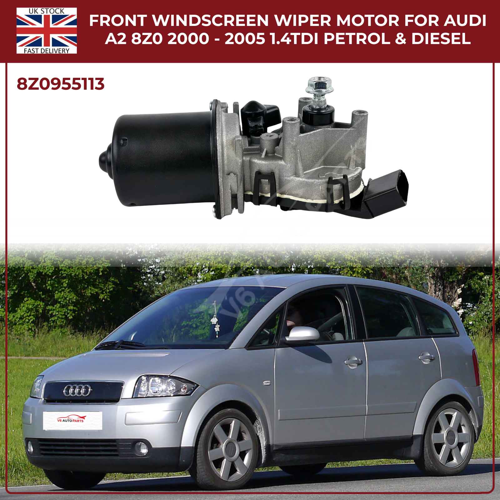 Windshield Wiper Motor for Audi A2 8Z0 (2000-2005) 1.2 1.4 1.6 8Z0955113