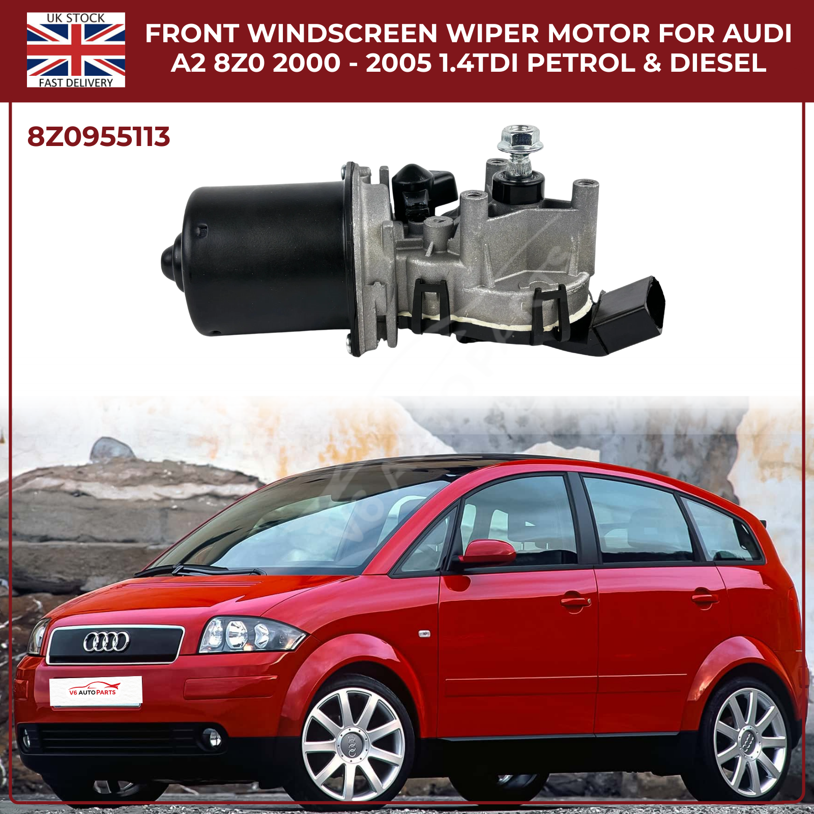 Windshield Wiper Motor for Audi A2 8Z0 (2000-2005) 1.2 1.4 1.6 8Z0955113