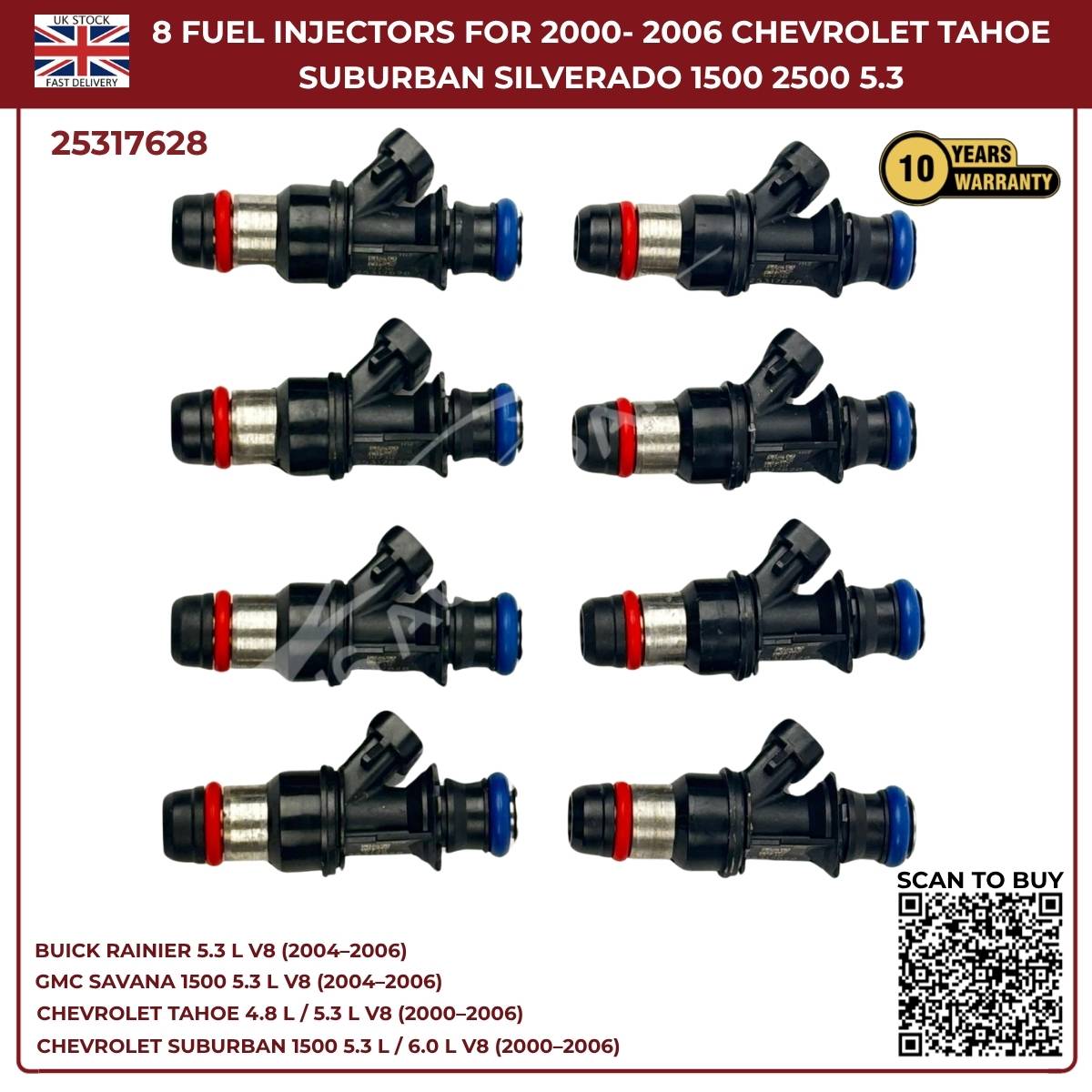image of Cadillac Escalade V8 High Flow Fuel Injectors 25317628