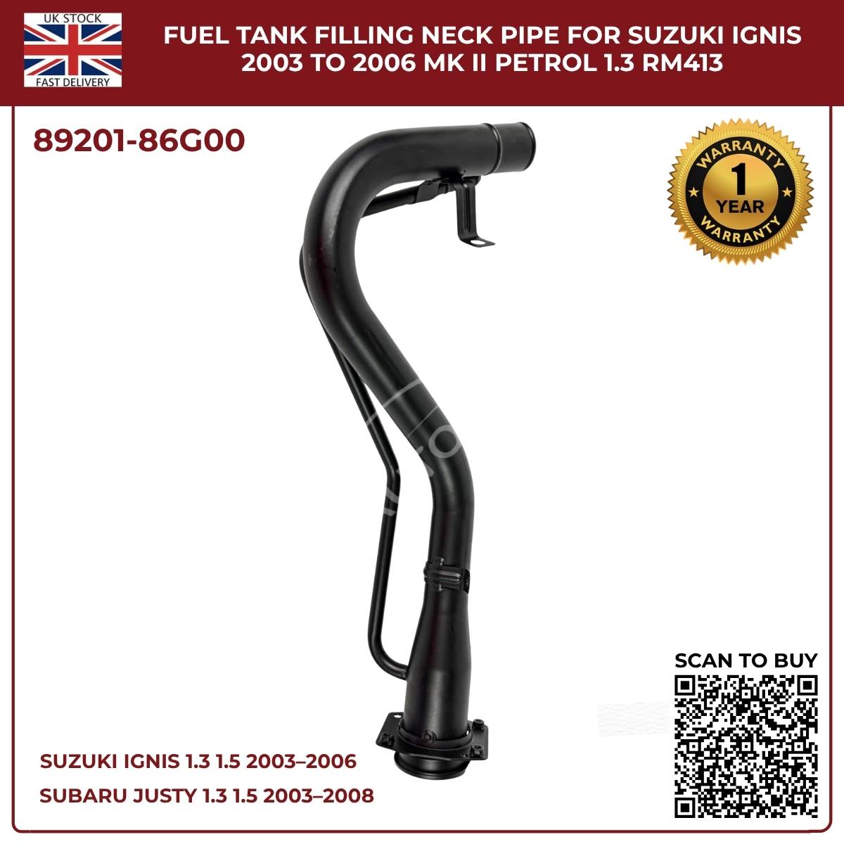Image of 89201-86G00 fuel tank filler neck for Suzuki Ignis 2003–2006