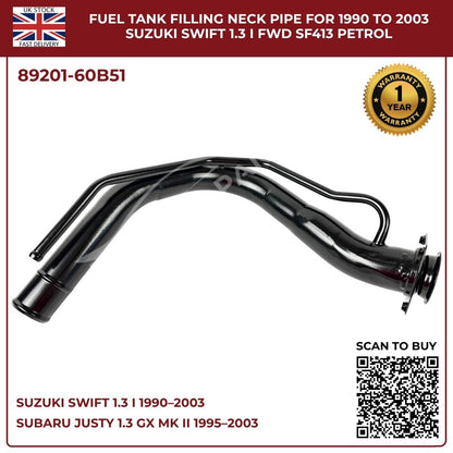 Fuel Tank Filler Neck Pipe For Suzuki Swift 1.3 (1990–2003) & Subaru Justy Mk2 1.3 Petrol – OEM‑Spec Replacement