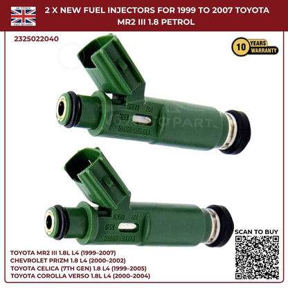 2 x Fuel Injectors – 23250‑22040 – Fits 2000‑2002 Chevrolet Prizm 1.8L L4 Petrol Saloon