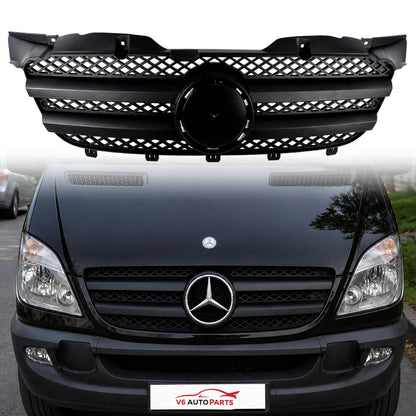 Black Front Radiator Grille – Mercedes Sprinter W906 2008–2013 (Pre‑Facelift, Standard Style)