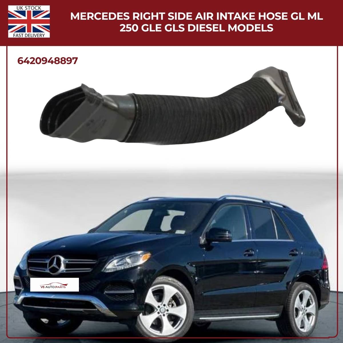 Mercedes Right Side Air Intake Hose - GL, ML, GLE, GLS Diesel Models 6420948897
