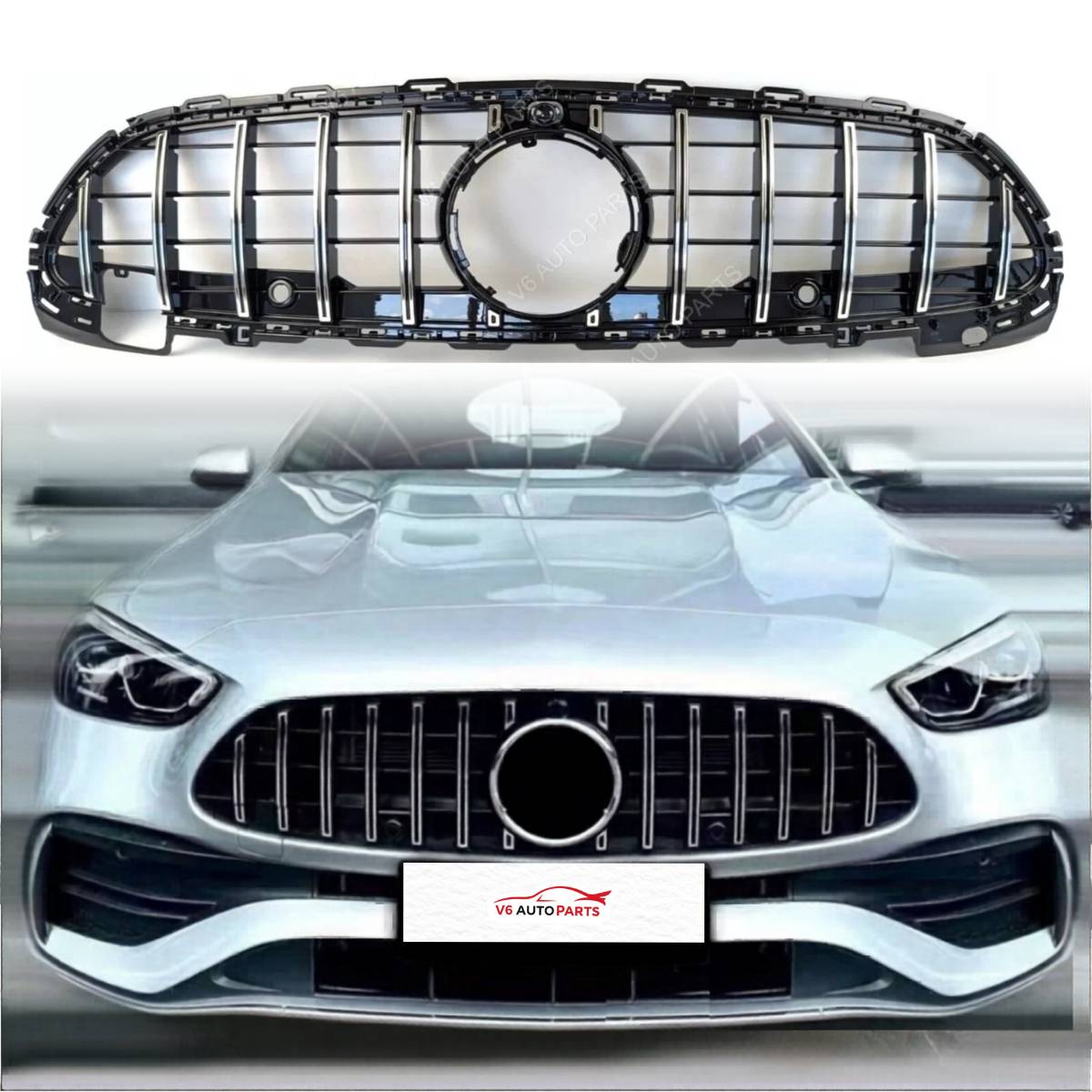 For Mercedes-Benz C-Class W206 Panamericana AMG 43 Front Bumper Sport Grille (2020–2023)