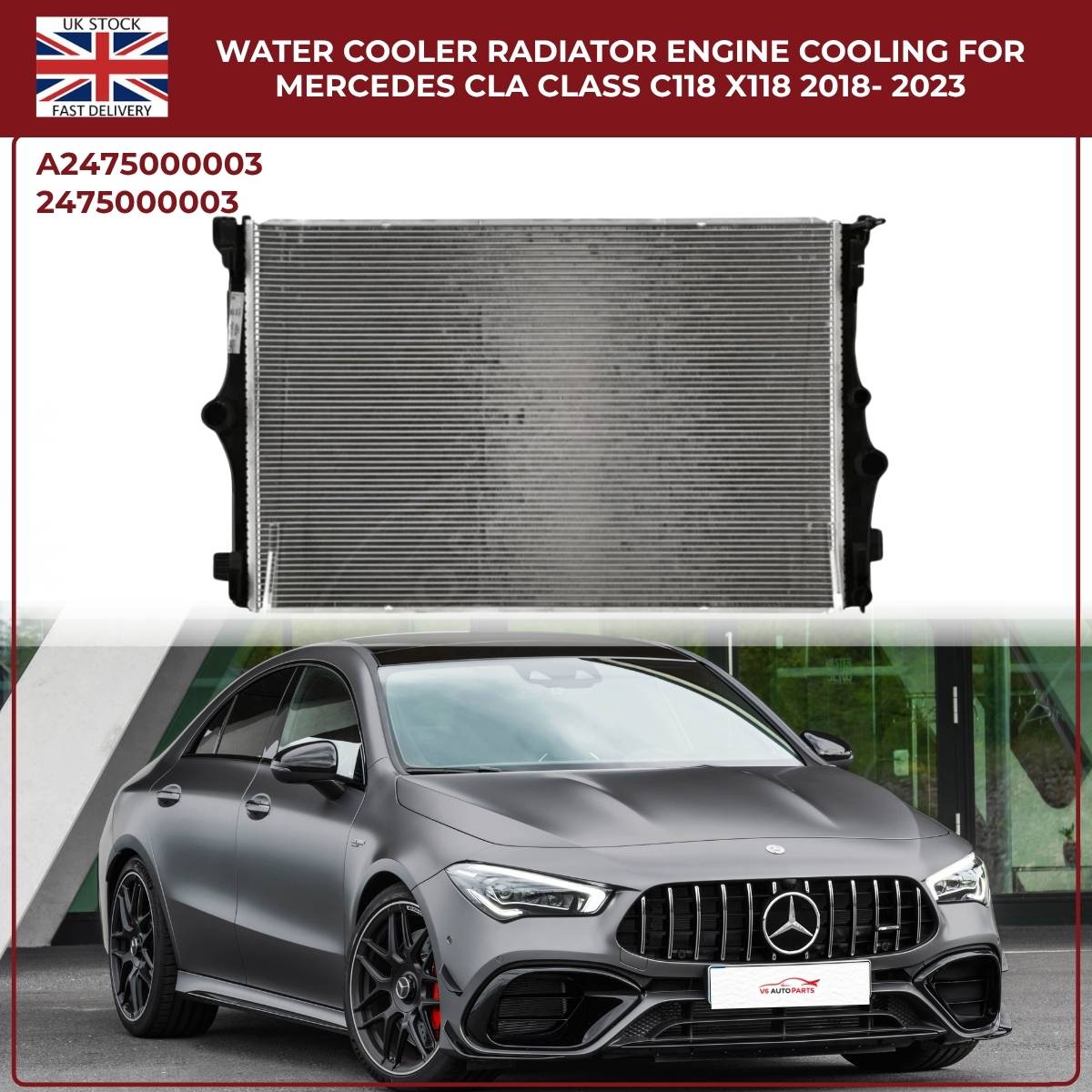 Mercedes CLA-Class Radiator (C118/X118) 2018–2023 | Engine Cooling Water Cooler 22mm