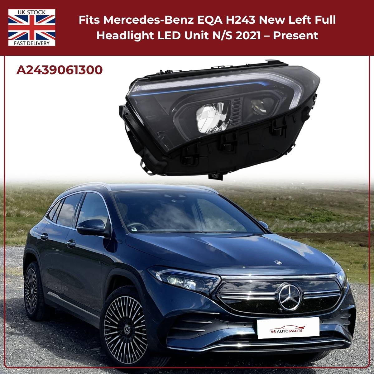 Mercedes-Benz EQA Left Headlight (N/S Passenger Side) — Full LED Unit 2021–Onwards